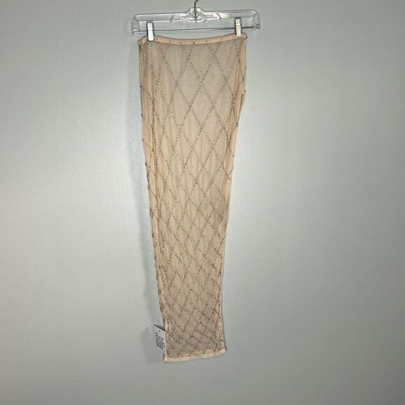 ASOS design Diamanté Side Slit Mesh Midi Skirt NWT - Picture 5 of 7
